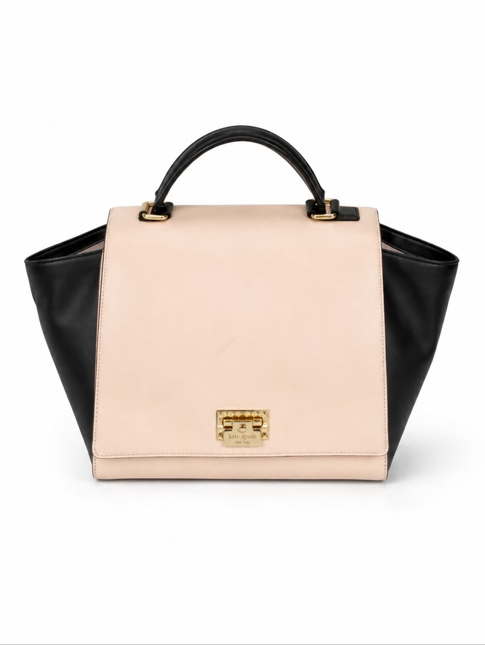 kate spade Two-Tone Leather Top-Handle Satchel in Blush and Black NWOT
